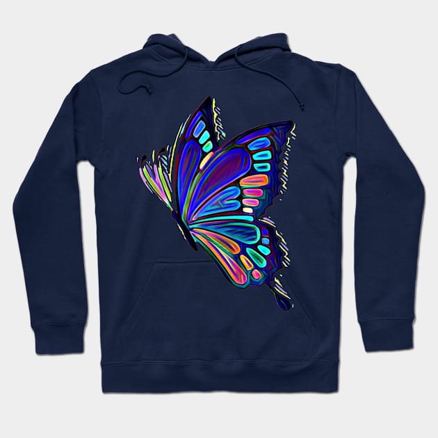 Artistic Butterfly Blue Hoodie by AlondraHanley